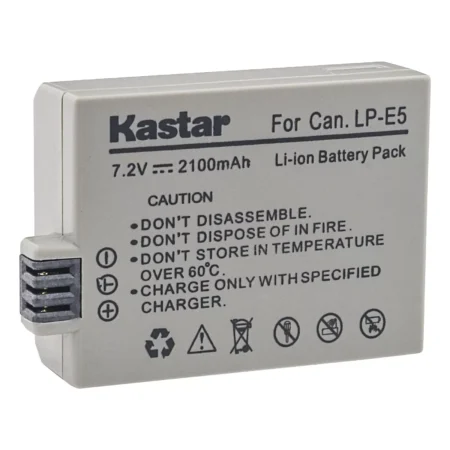 La batería Kastar es una excelente alternativa para cámaras Canon que utilizan la batería LP-E5, como las EOS Rebel T1i, XS, XSi, 450D, 500D y 1000D. Ofrece un rendimiento fiable y duradero, ideal para prolongar tus sesiones fotográficas sin preocuparte por la carga. Una opción económica y eficiente para reemplazar tu batería original Canon.